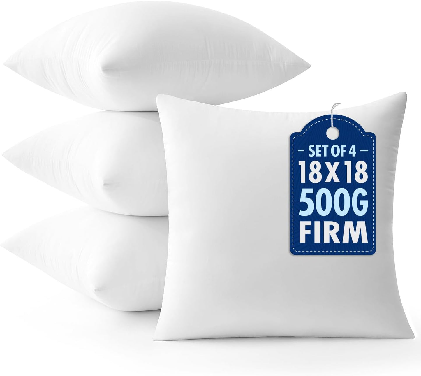 MIULEE Throw Pillows Inserts, Pack of 2 18x18 Inch 100% Virgin Fiber Filling Bed Couch Pillows