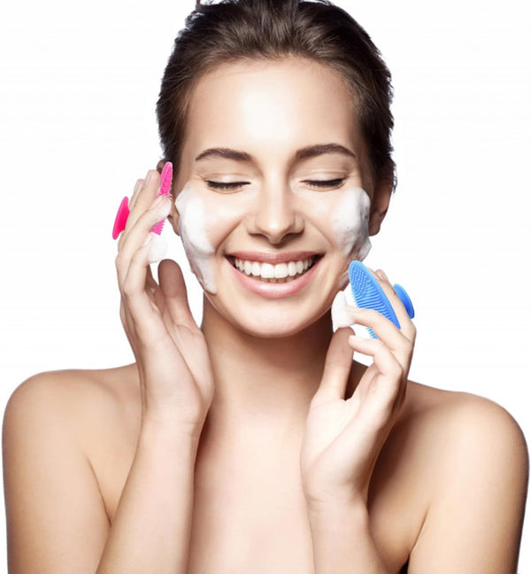 Silicone facial cleansing brush, 4 pack soft brush for deep cleaning, blackhead & acne pore care, gentle face exfoliator