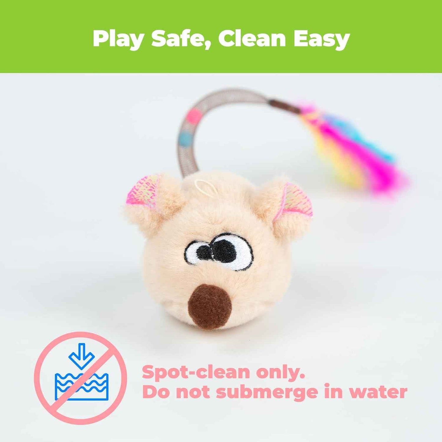 Catify by Best Pet Supplies Interactive Cat Toys – Plush, Motion-Activated & Squeaking Toys with Premium North American Catnip for Indoor Cats & Kittens - Squeaking Mice Set, Beige & Gray