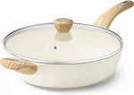SENSARTE Nonstick Frying Pan Skillet with Lid, 12 Inch Large Deep Frying Pan, 5 Qt Non Stick Saute Pan with Cover, Induction Pan, Healthy Non Toxic Cooking Pan with Helper Handle, PFOA PFOS Free