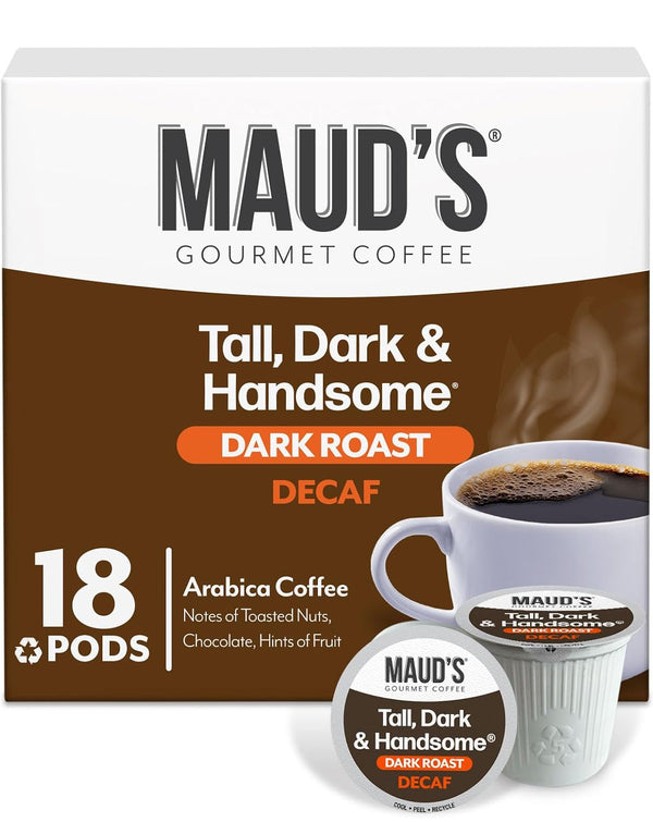 Maud's Decaf Dark Roast Coffee Pods, 100 count, Compatible with Keurig K Cups Maker