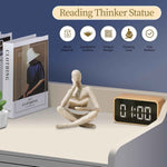 Beige Abstract Reading Thinker Statue Modern Home Decor Office Library Bookshelf Decoration