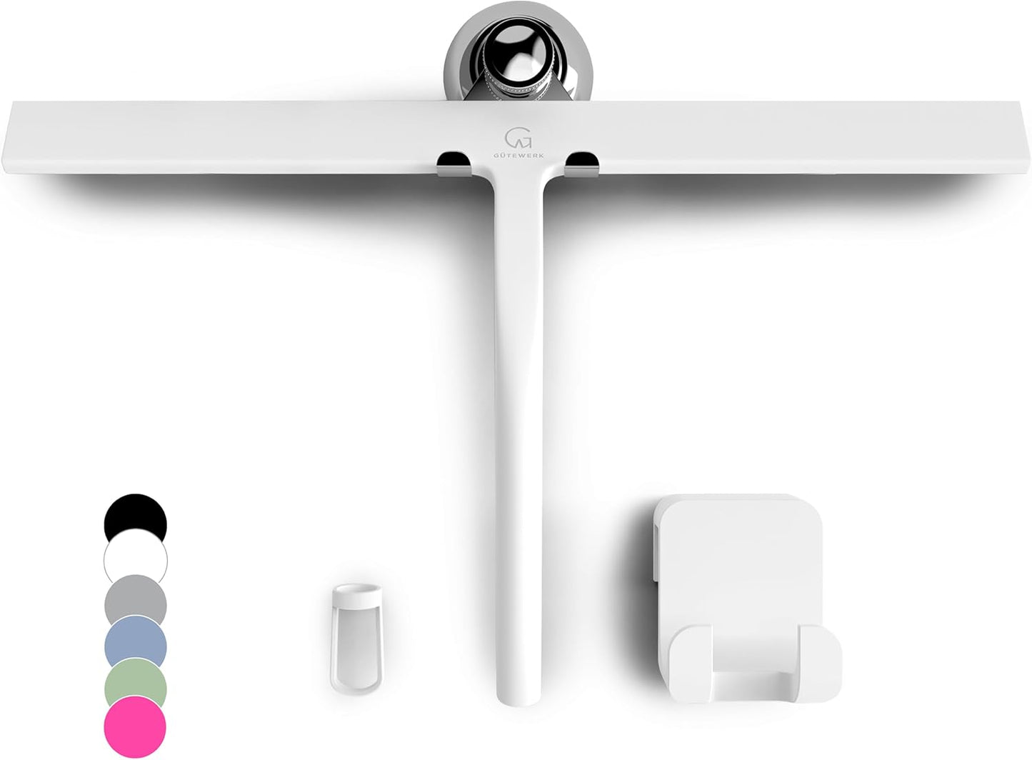 GÜTEWERK Shower Squeegee for Glass Doors, Silicone Window Squeegee, Bathroom and Glass Cleaning - Black - 9 Inch