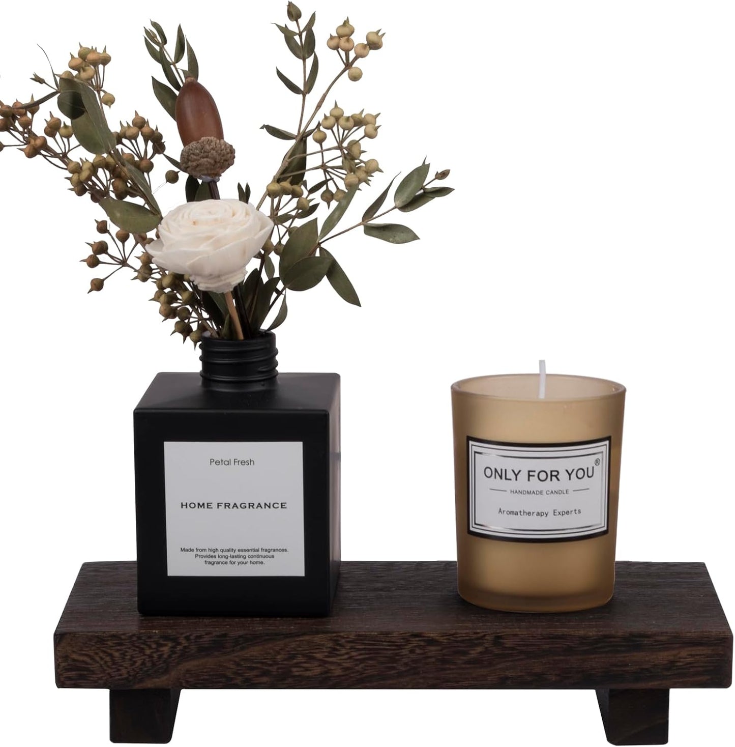 Small Wood Tray Pedestal Stand Farmhouse Bathroom Decor Decorative Wooden Riser Kitchen Soap Dish Holder for Vanity, Counter, Sink, Brown - Rayz Mart