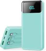 Portable Charger Power Bank 40800mAh with 3 Built-in Cables,25W Fast Phone Charging Portable Battery Pack,5 Outputs Travel Essentials Outdoor External Battery for iPhone 17/16,Galaxy Android etc-Black