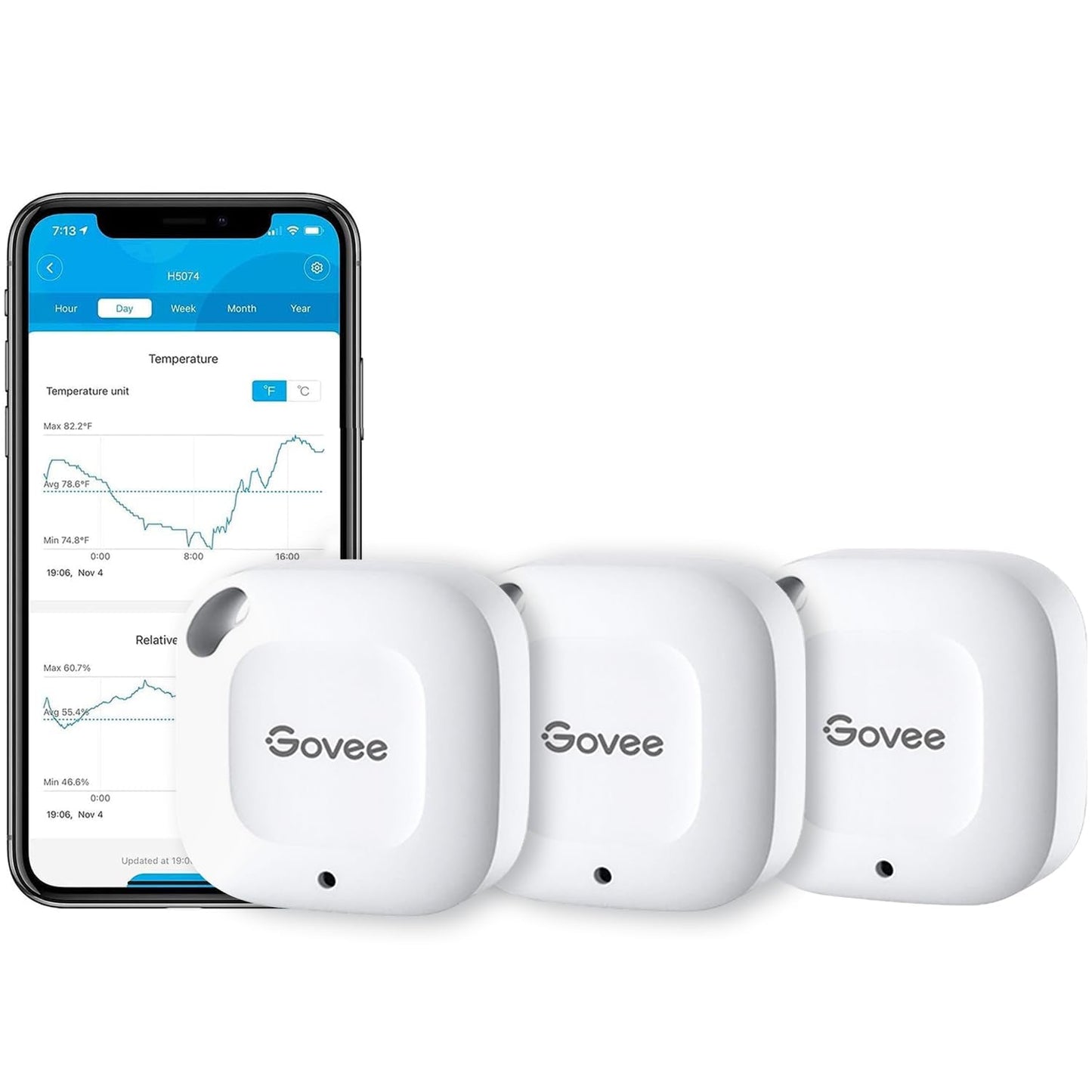 Govee Bluetooth Hygrometer Thermometer, Wireless Thermometer, Mini Humidity Sensor with Notification Alert, Data Storage and Export, 262 Feet Connecting Range