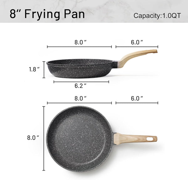 CAROTE 8-Inch Classic Granite Nonstick Frying Pan Skillet, PFOA Free, Induction Compatible