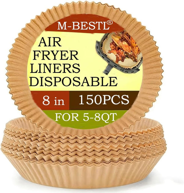 7.5 Inch Air Fryer Parchment Paper Liners Square,150 Pcs Non-stick &Oil-proof Air Fryer Liners Disposable for 2-5 QT Frying,Baking,Roast