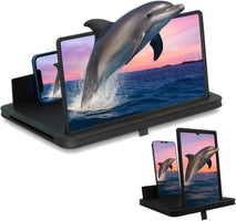 Screen Magnifier for Cell Phone, Phone Magnifier Screen with Adjustable Stand, Foldable Screen Magnifier for Movies and Videos, Hands-Free Cell Magnifier Screen for All Smartphones (Black, 14'')