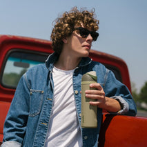 Insulated stainless steel water bottle with straw for travel