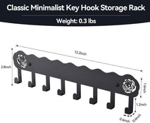 Key Holder Hooks Organizer Hanger Rack Wall Mounted with 8 Hooks, Adhesive Key Holder for Wall, No Drill Modern Key Holder Wall Mount, for Entryway, Kitchen, Hallway, RV Decor （Medium）