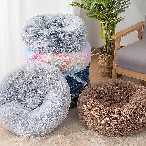Calming Dog Bed for Small Medium Large Dogs Cats, 20 inch Washable Soft Pet Bed for Puppy and Kitten