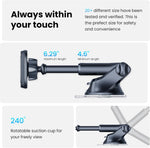 APPS2Car Magnetic Phone Mount for Car, Dashboard & Windshield Suction Cup Holder with Telescopic Arm, Requires Metal Plate for Proper Use, Fit for Android Smartphones(NOT for MagSafe)