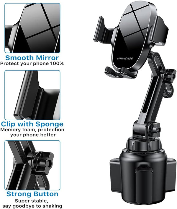Miracase [Upgraded Version Cup Phone Holder for Car, Universal Adjustable Long Neck Car Phone Mount Cradle Friendly Compatible with iPhone Samsung Google and All 4.0-7.0 inches Smartphones