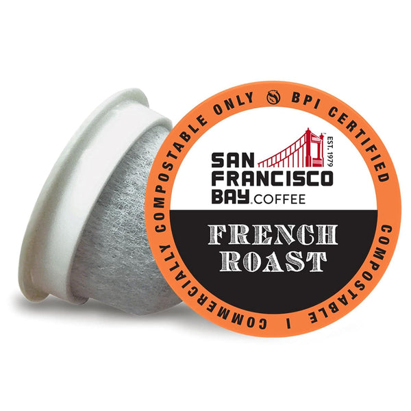San Francisco Bay Dark Roast French Roast 80 ct single serve coffee pods commercially compostable k cup compatible