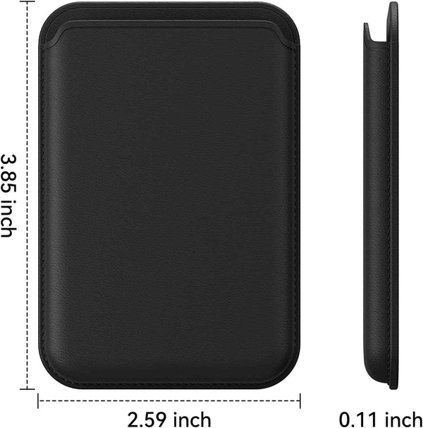 Stronger magnetic RFID leather Mag-Safe card holder for iPhone 16/17/15/14/13/12 Pro/Promax, Mag-Safe accessories, black