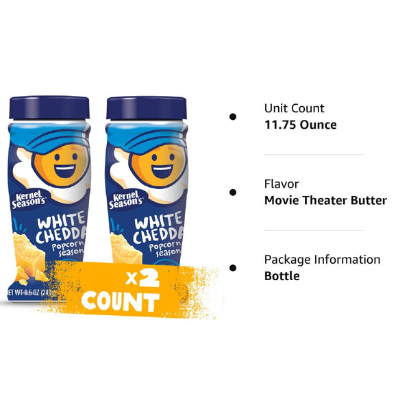 Kernel Season's White Cheddar Popcorn Seasoning, 8.5 Ounce, Pack of 2