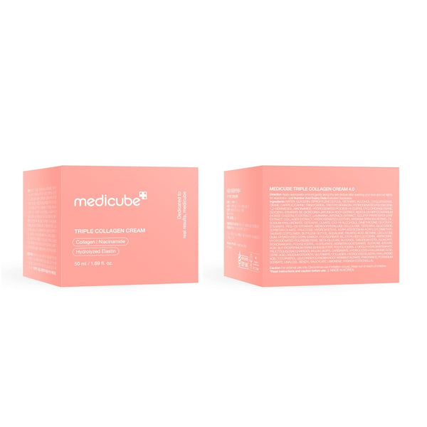 medicube triple collagen cream, 1.69 oz, hydrating & firming moisturizer with hyaluronic acid, premium elastin, shea butter, korean skincare