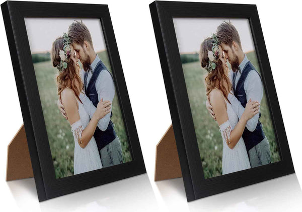 pecula 2-pack black picture frame for 5x7 photos, plexiglass and plastic construction, wall and tabletop display