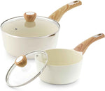 SENSARTE Ceramic Nonstick Sauce Pan with Lid, 3.0 Quart Saucepan with Double Spout, Large Cooking Pot, Non toxic Kitchen Sauce Pot, Non stick Saucier Pan, Induction Cookware, PFOA PTFE PFAS Free