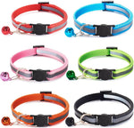 Nylon 6 Pack Reflective Cat Collar with Bell and Breakaway Buckle Adjustable 19-32cm Mixed Colors