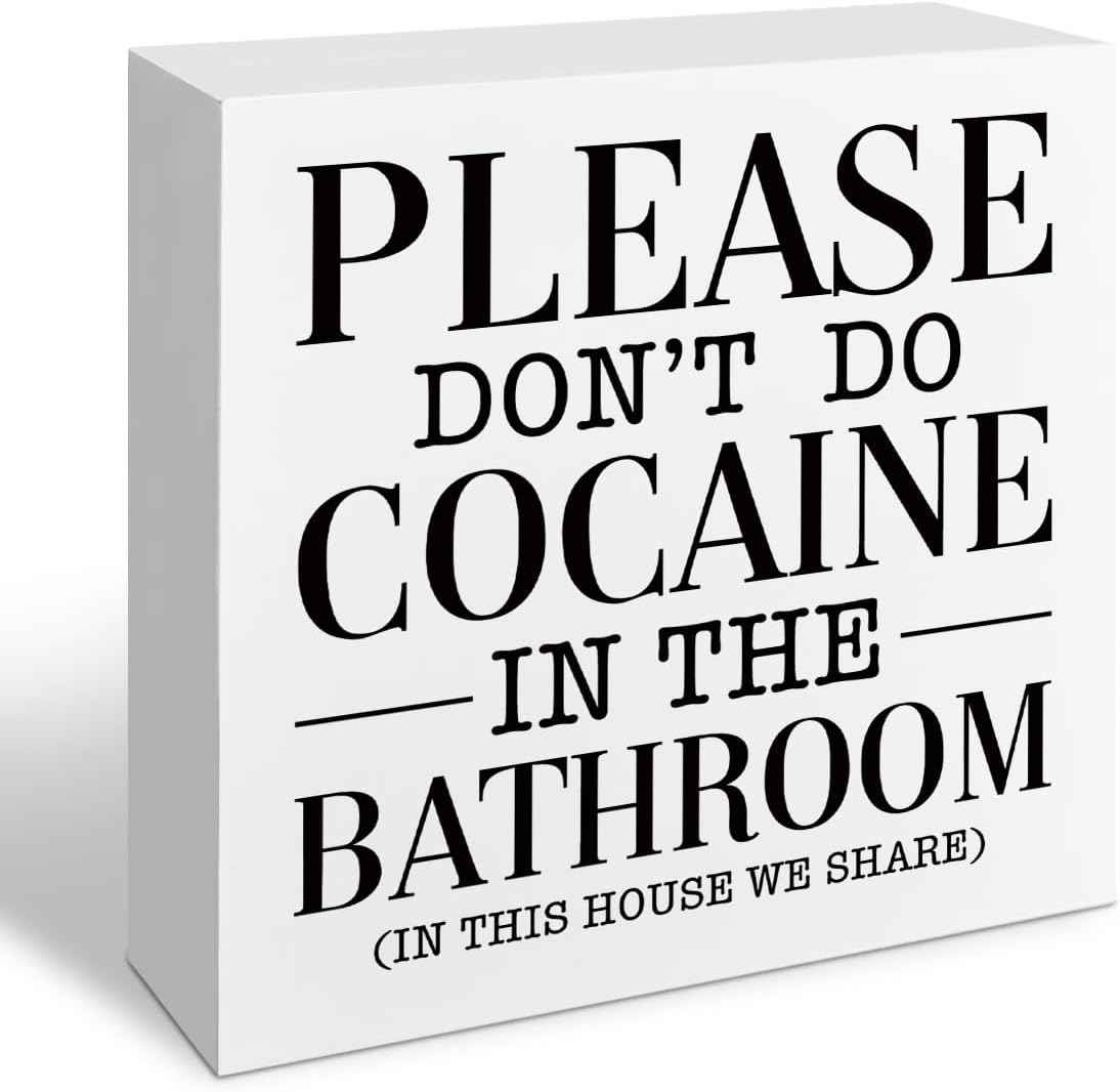 Funny Restroom Bathroom Wooden Signs, Funny Bathroom Sayings, Humor Washroom Quotes Block Plaque, Wall Art/Home Decor, Rustic Wooden Box Signs, Farmhouse Decor, Housewarming Gift