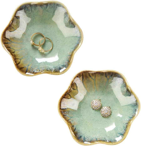 Lotus Leaf Shape Decorative Ring Tray, Small Key Bowl, Ceramic Trinket Tray Jewelry Dish Organizing Necklace Earrings, Home Decoration for Mom Best Friend Sister, Pink.