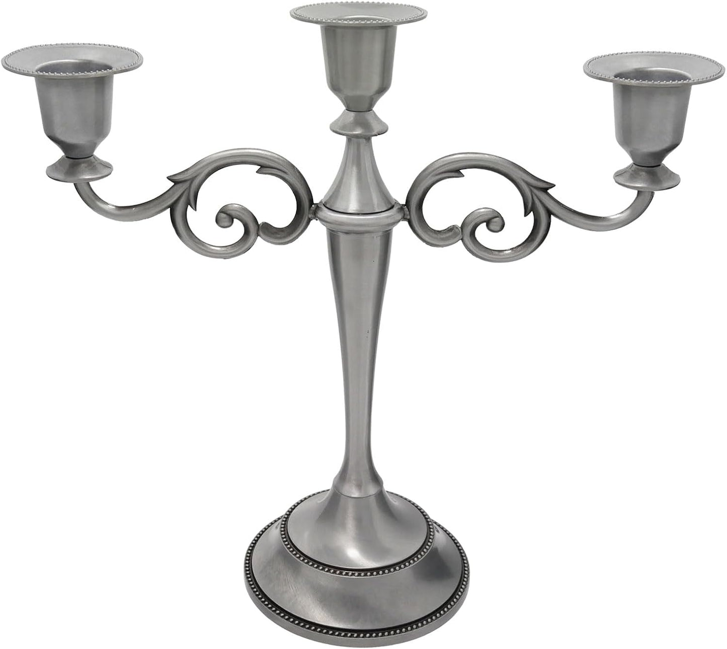 3 Candle Metal Candelabra Candlesticks Holder for Formal Events, Wedding, Church, Holiday Décor, Halloween – Taper Candle Holder Stand Centerpiece Elegant Decoration Piece for Table,Silver