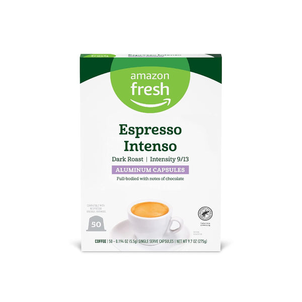 Amazon Fresh Espresso Dark Roast Aluminum Capsules for Nespresso Original Brewers