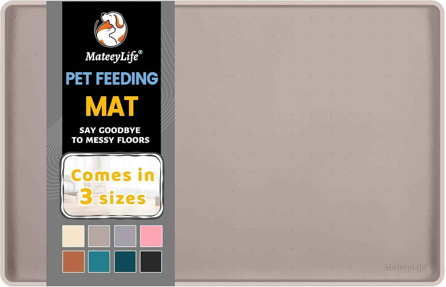 MateeyLife Silicone Cat & Dog Food Mat for Floors Waterproof, Anti-Slip Dog Bowl Mats for Food and Water, Pet Feeding Mats with Lip to Prevent Spills, Pet Placemat for Messy Drinkers to Protect Floors