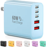 60W 5-Port USB C Charger Block with Fast Charging and Multiple Ports