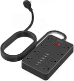 Power Strip with USB,Surge Protector Flat Plug with 8 Widely Spaced Outlets and 6 USB Ports(1 USB C), 5ft Extension Cord Wall Mountable Phone Tablet Laptop Computer Multiple Devices