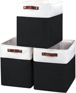 Large Fabric Storage Bins for Shelves 3 Pack Grey and White