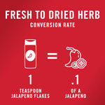 McCormick Crushed Jalapeño Pepper, 1.37 oz, bold flavor and moderate heat.