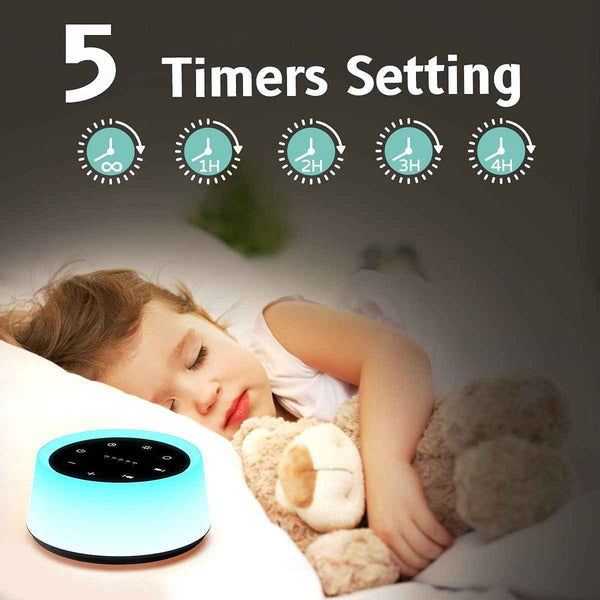 colorsnoise sound machine with 30 soothing sounds and 12 colors baby night light with memory function black