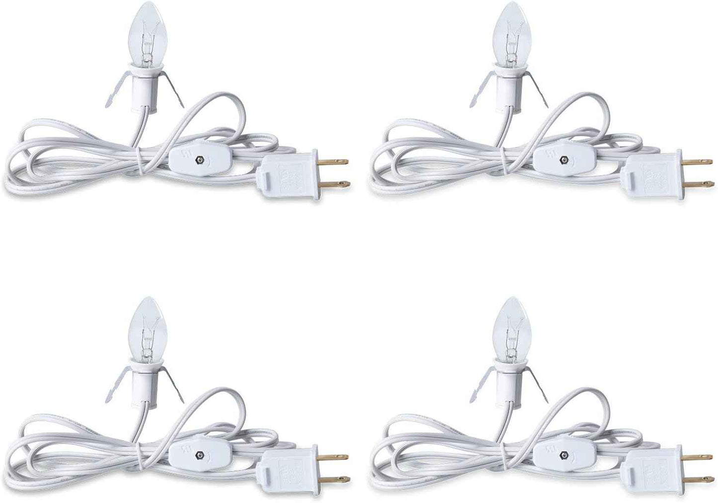 Brightown Accessory Cord with LED Bulb - 6ft Cord with On/Off Switch for Night Lights, Halloween Pumpkin, Blow Mold, Christmas Village House, Holiday Ceramic Trees, Craft Projects, 2 Pack