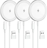 3-Pack 15W Magnetic Wireless Charger: Qi2 Fast Charging Pad for iPhone Air 17 16 15 14 13 12 Pro Max, Samsung Galaxy S26 S25, Google Pixel 10, AirPods-Slim Portable for Desk Bedside Travel-White