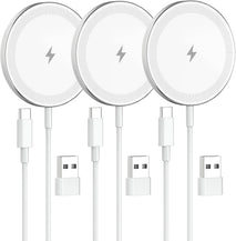 3-Pack 15W Magnetic Wireless Charger: Qi2 Fast Charging Pad for iPhone Air 17 16 15 14 13 12 Pro Max, Samsung Galaxy S26 S25, Google Pixel 10, AirPods-Slim Portable for Desk Bedside Travel-White