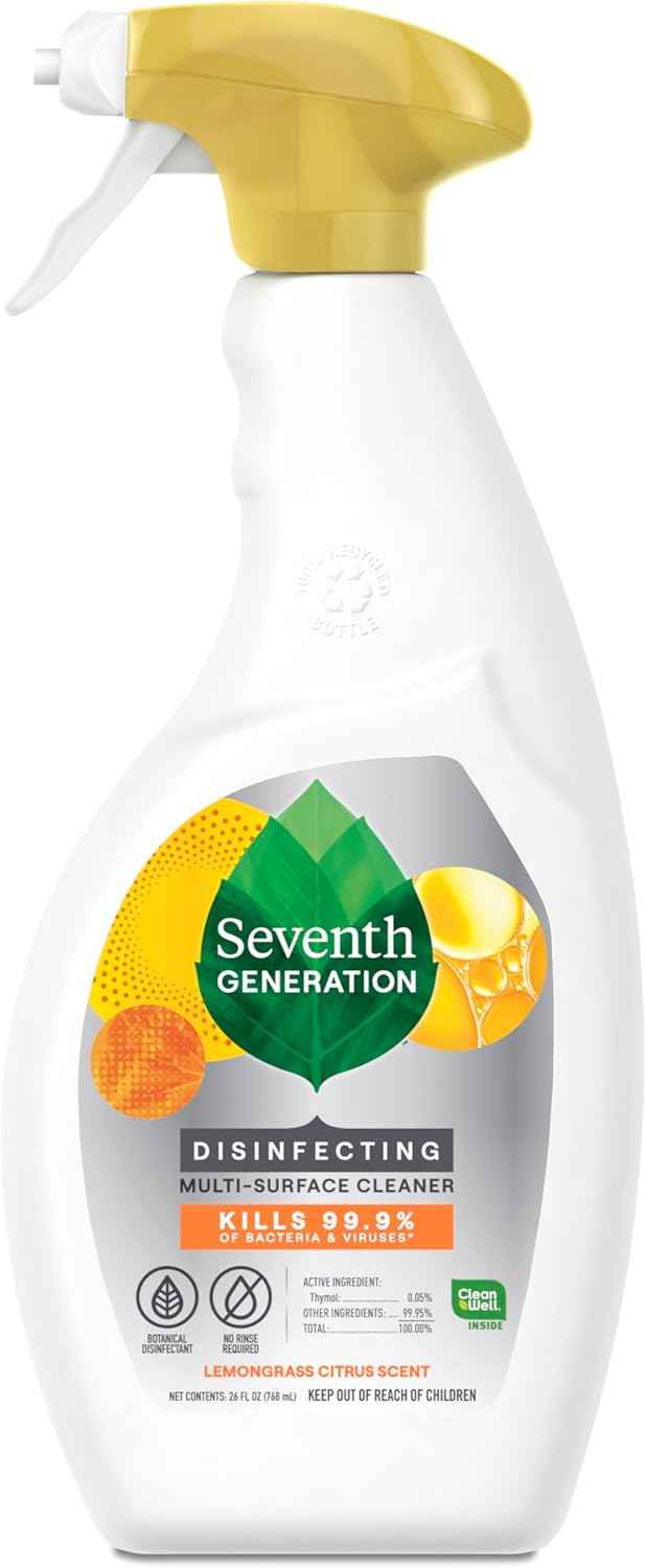 Seventh Generation All Purpose Cleaning Spray Surface Cleaner Lemon Chamomile scent Cuts Grease 23 oz, Pack of 4