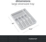 madesmart Classic Large Silverware Tray - White - 6-Compartments Kitchen Organizer