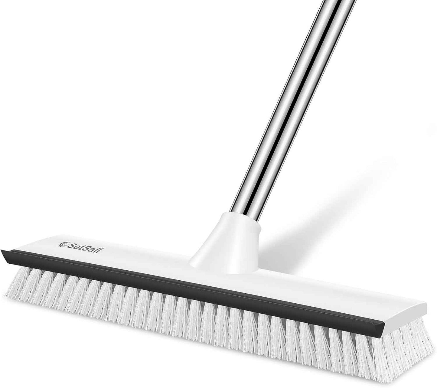 SetSail Floor Scrub Brush with 51-Inch Long Adjustable Handle 2 in 1 Scrape Brush Stiff Bristle Floor Scrubber for Cleaning Shower Bathroom Garage Kitchen Wall Deck Tub Tile