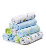 Spasilk newborn washcloths, 10-pack, 80% cotton, 20% polyester, 9x9 inches, various colorful prints