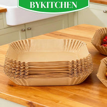 BYKITCHEN 300PCS Air Fryer Liners for Ninja Dual Airfryer, Rectangle Disposable Air Fryer Parchment Paper Compatible with Ninja DZ201/ DZ401/ DZ550, Bella Slim Airfryer &More, Air Fryer Accessories