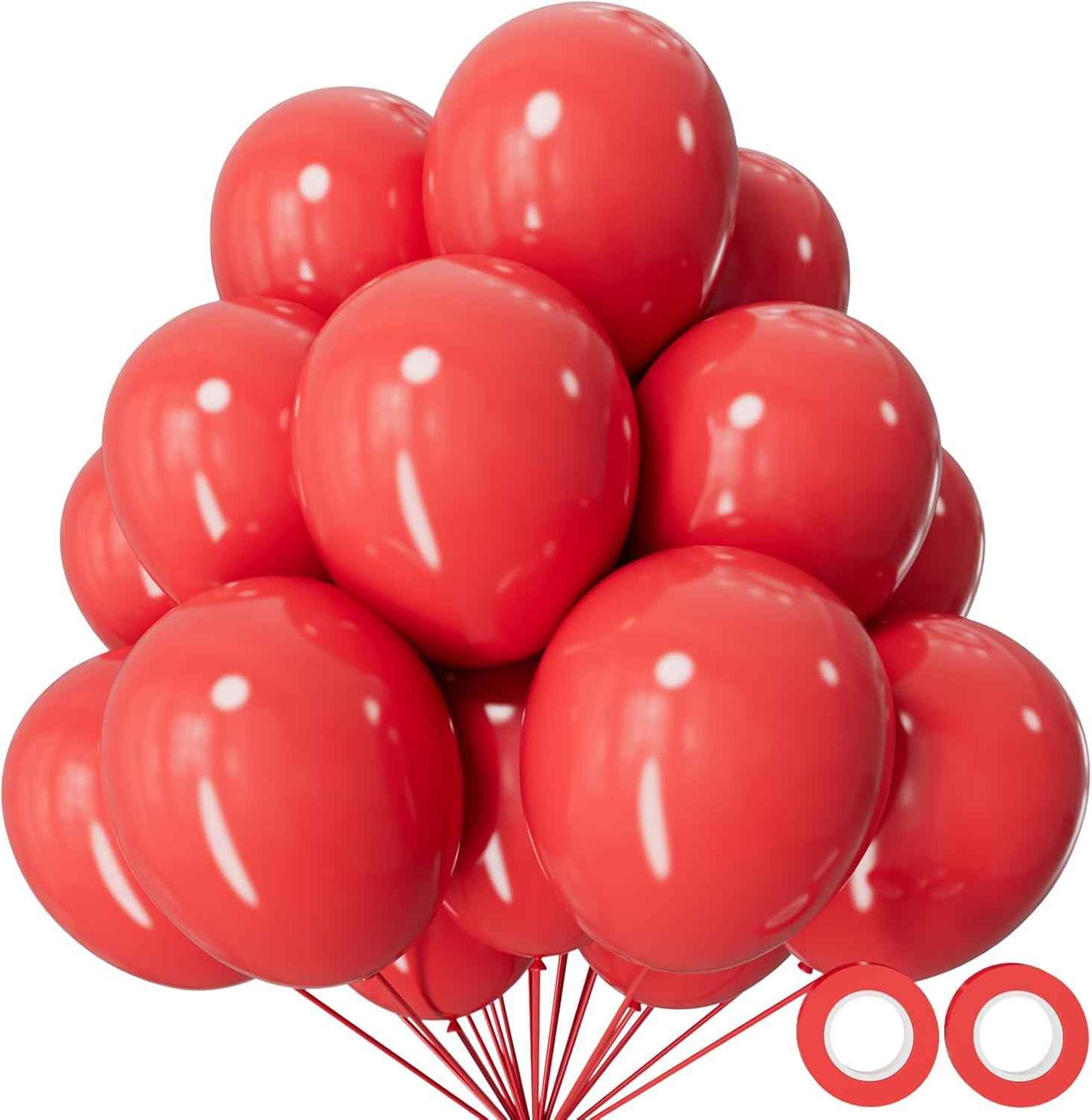 Red Balloon 110pcs, Red Latex Balloons12 inch for Birthday Valentine's Day Wedding(with 2 Ribbons).