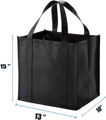NERUB 10 Pack Reusable Reinforced Handle Grocery Bags - Heavy Duty Large Shopping Totes with Thick Plastic Bottom can hold 40 lbs