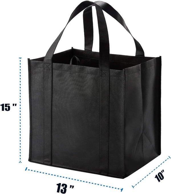 NERUB 10 Pack Reusable Reinforced Handle Grocery Bags - Heavy Duty Large Shopping Totes with Thick Plastic Bottom can hold 40 lbs