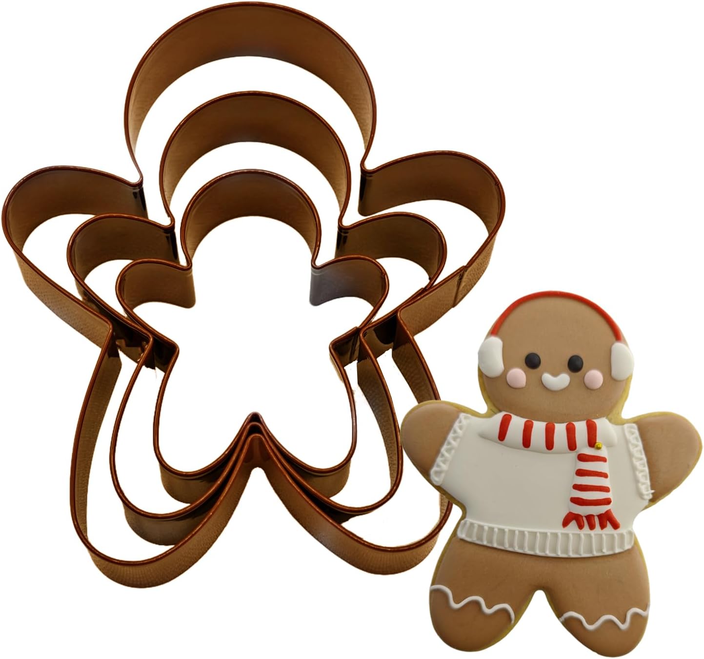 3PCs Gingerbread Man Cookie Cutters, Assorted Size 5.12" 4.13" 3.11" Large Christmas Cookie Cutter Set Molds Holiday Cookies Cutters Shapes,Stainless Steel