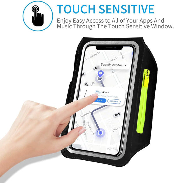 Running Armband for iPhone and Galaxy Phones with Earphone Bag and Zipper Slot