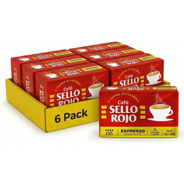 Sello Rojo Espresso Brick - Bold & Flavorful Colombian Ground Coffee, 10 oz