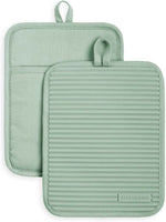 KitchenAid Ribbed Soft Silicone Pot Holder 2-Pack Set, Milkshake Tan, 7"x9"